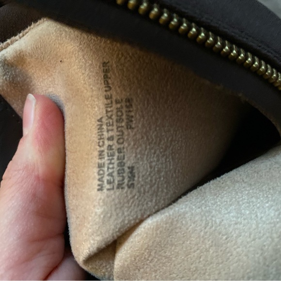 Michael Kors Hamilton Stretch Dark Brown Leather Riding Boots with Gold Accents - Picture 7 of 7